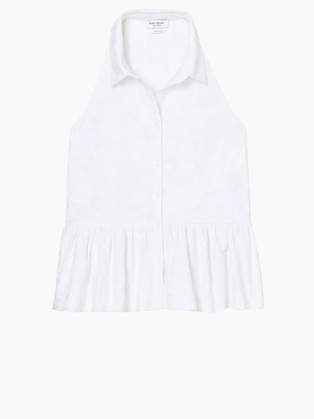 kate spade White Sleeveless Eyelet Halter Peplum Top - Picture 4 of 4